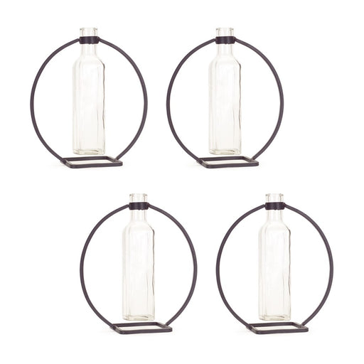 Melrose Modern Hanging Bottle Vase, Circle Stand, Set of 4, Grey - 66403DS