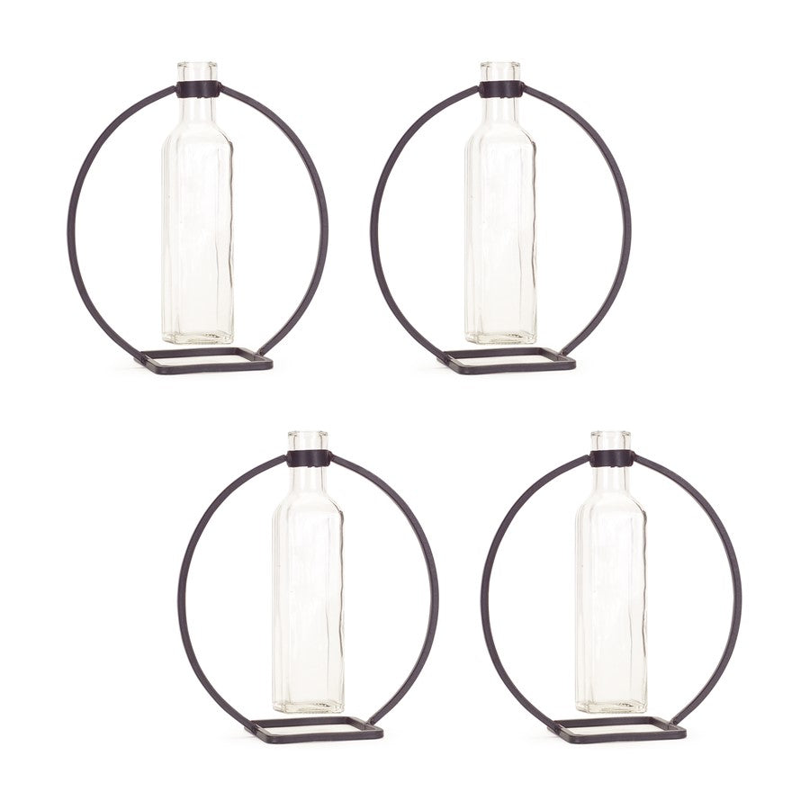 Melrose Modern Hanging Bottle Vase, Circle Stand, Set of 4, Grey - 66403DS