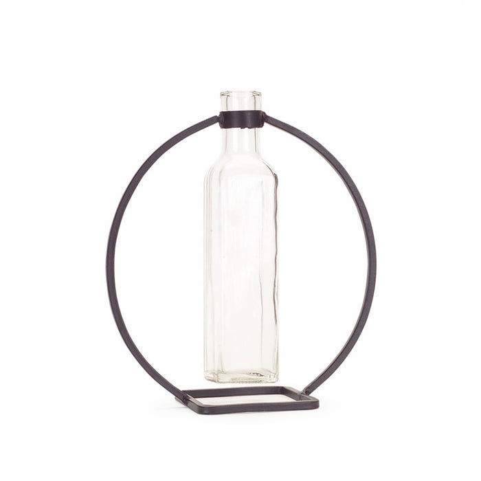 Melrose Modern Hanging Bottle Vase, Circle Stand, Set of 4, Grey