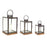 Melrose International Metal Box Lantern/Wood Base, Set of 3, Grey/Grey - 66427DS