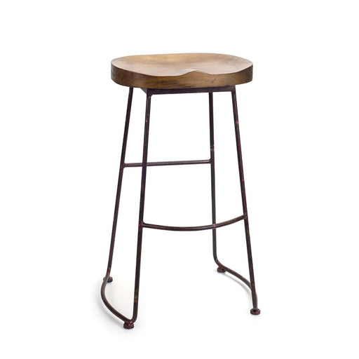 Melrose Industrial Wood Bucket Seat Stool 30"H, Natural/Brown - 66431DS