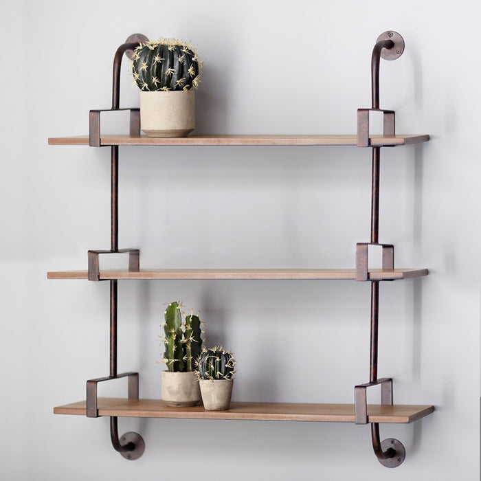 Melrose International Triple Shelf Wall Rack 34.25"H, Brown/Brown