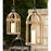 Melrose Open Wood Lantern/Glass Hurricane, Set of 2, Brown/CleaRed - 66454DS