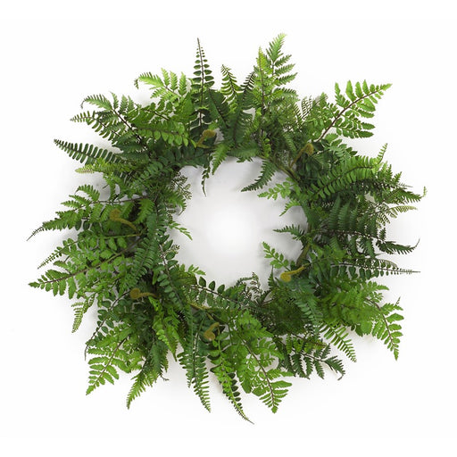 Melrose International Mixed Fern Grapevine Wreath 24"D, Green - 66599DS