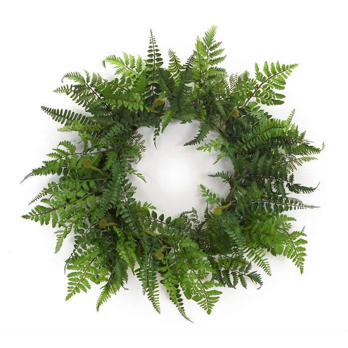Melrose International Mixed Fern Grapevine Wreath 24"D, Green - 66599DS