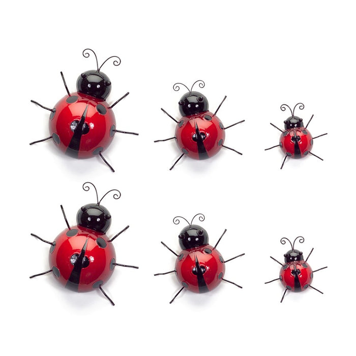 Melrose International Metal Lady Bug Garden Decor, Set of 6, Red/Black - 66664DS