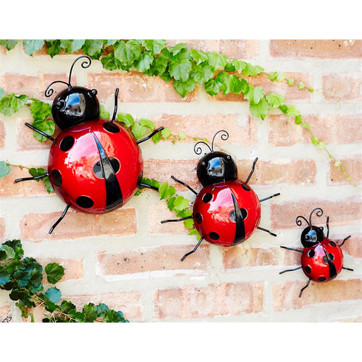 Melrose International Metal Lady Bug Garden Decor, Set of 6, Red/Black