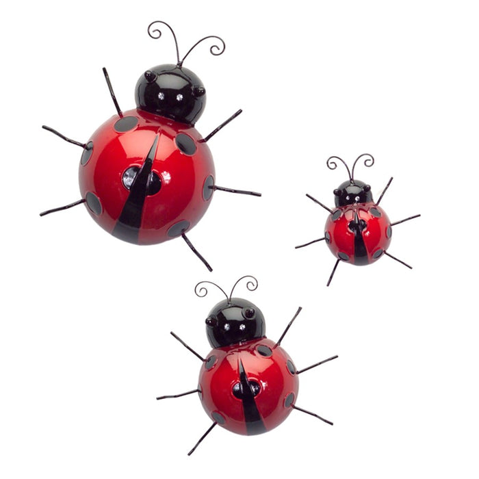 Melrose International Metal Lady Bug Garden Decor, Set of 6, Red/Black