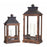 Melrose International Ornate Wood/Metal Lantern, Set of 2, Brown/Black - 66815DS