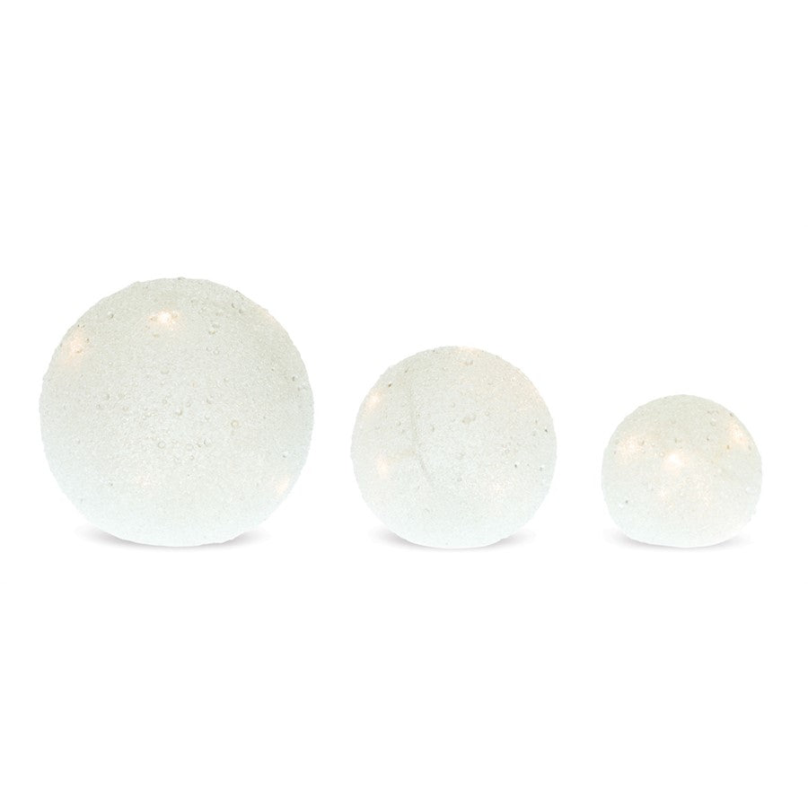 Melrose International LED Frosted Snowball Globe, Set of 3, White - 68363DS