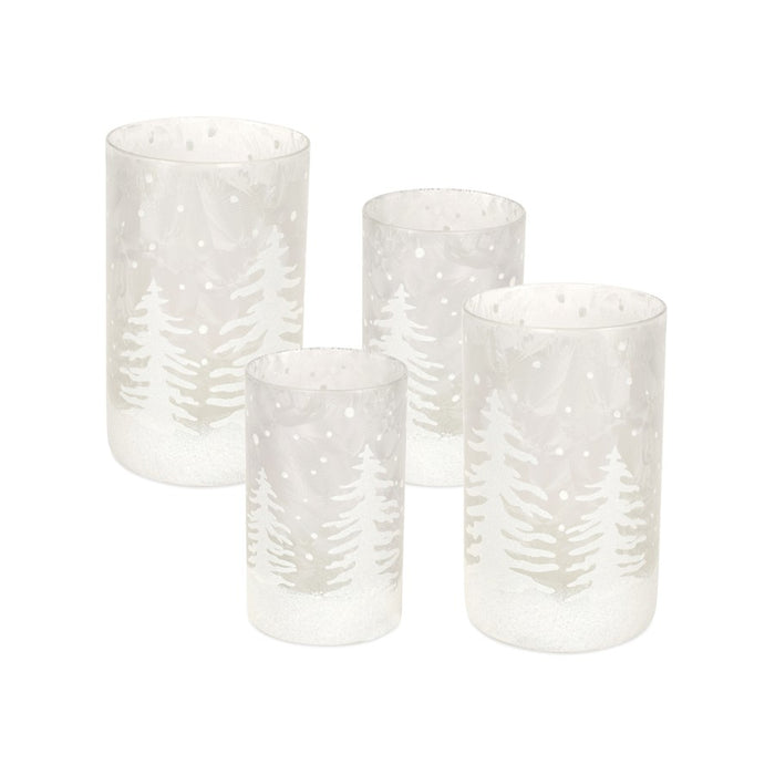 Melrose Frosted Votive Candle Holder/Snowy Forest, Set of 4, CleaRed - 68420DS