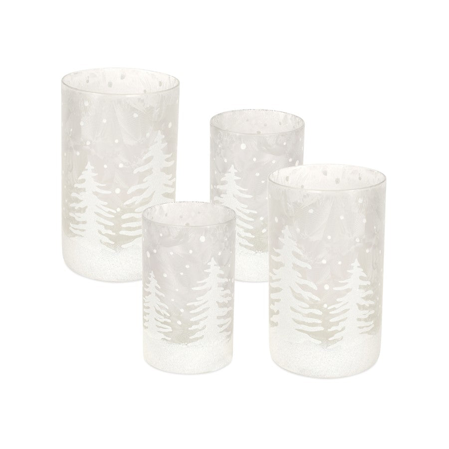 Melrose Frosted Votive Candle Holder/Snowy Forest, Set of 4, CleaRed - 68420DS