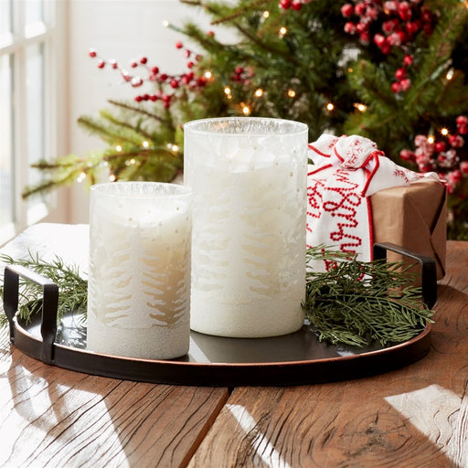 Melrose Frosted Votive Candle Holder/Snowy Forest (Set of 4), Clear