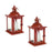 Melrose Antique Style Red Metal Lantern, Set of 2, Red/CleaRed - 68864DS