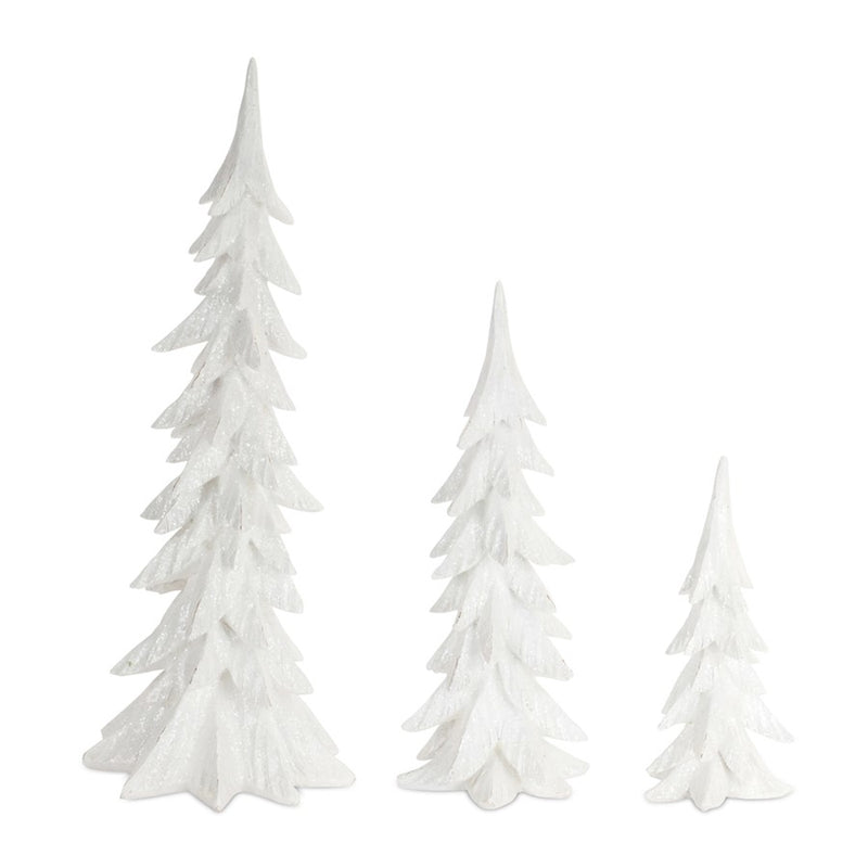 Melrose International Shimmer Tabletop Holiday Tree, Set of 3, White - 68940DS