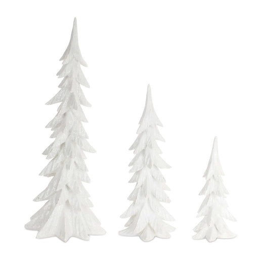 Melrose International Shimmer Tabletop Holiday Tree, Set of 3, White - 68940DS