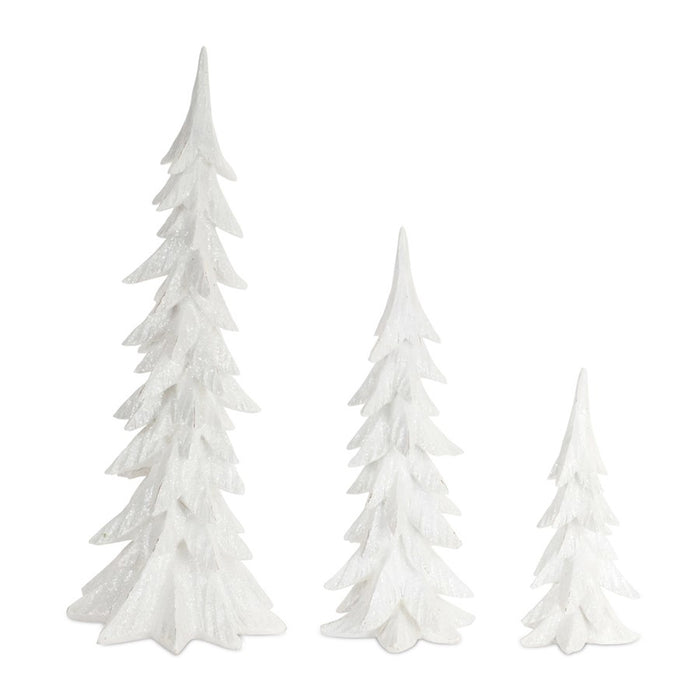 Melrose International Shimmer Tabletop Holiday Tree, Set of 3, White - 68940DS