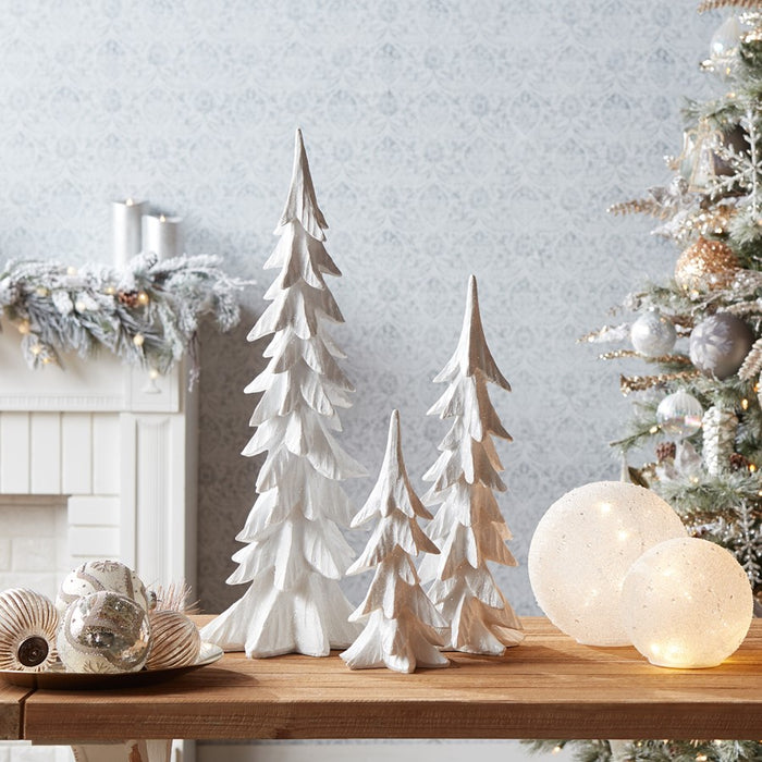 Melrose International Shimmer Tabletop Holiday Tree, Set of 3, White