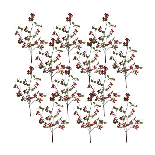 Melrose International Boxwood Berry Twig Spray, Set of 12, Red/Brown - 68965DS