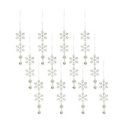 Melrose Jewel Tiered Snowflake Ornament Drop, Set of 12, Silver - 69184DS