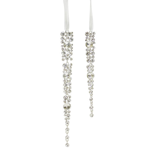 Melrose International Jewel Icicle Drop Ornament, Set of 12, Silver - 69185DS