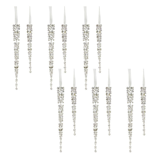 Melrose International Jewel Icicle Drop Ornament, Set of 12, Silver