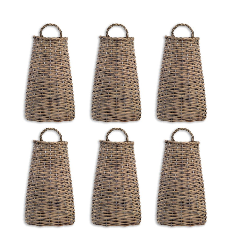 Melrose International Woven Willow Wall Basket, Set of 6, Brown - 69388DS