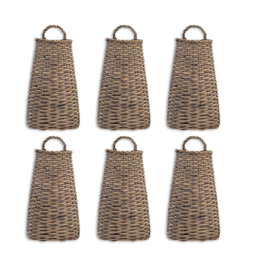 Melrose International Woven Willow Wall Basket, Set of 6, Brown - 69388DS