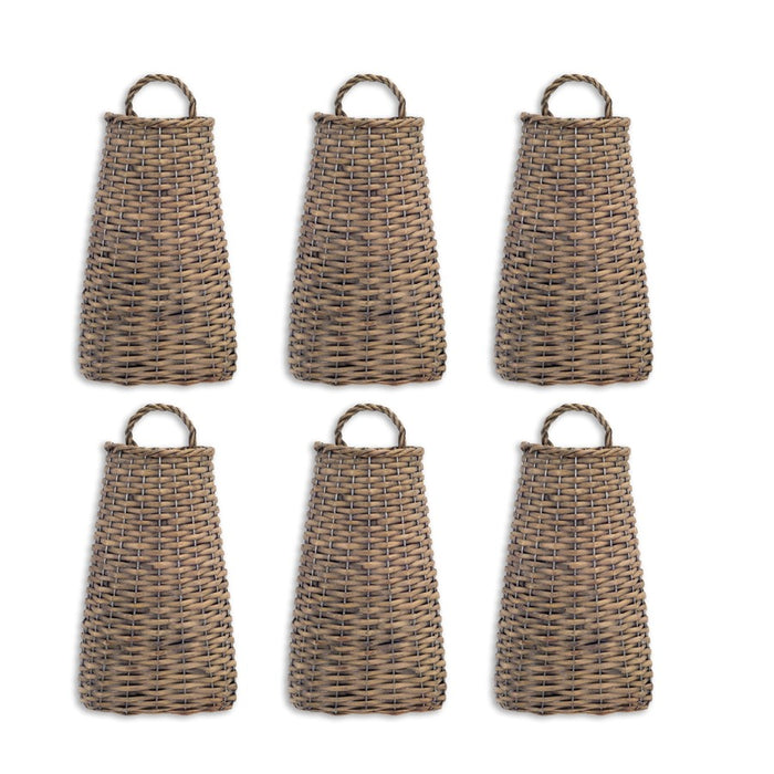 Melrose International Woven Willow Wall Basket, Set of 6, Brown - 69388DS