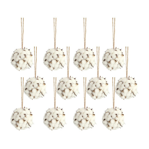 Melrose International Cotton Orb/Twine Hanger, Set of 12, White/Brown - 69420DS