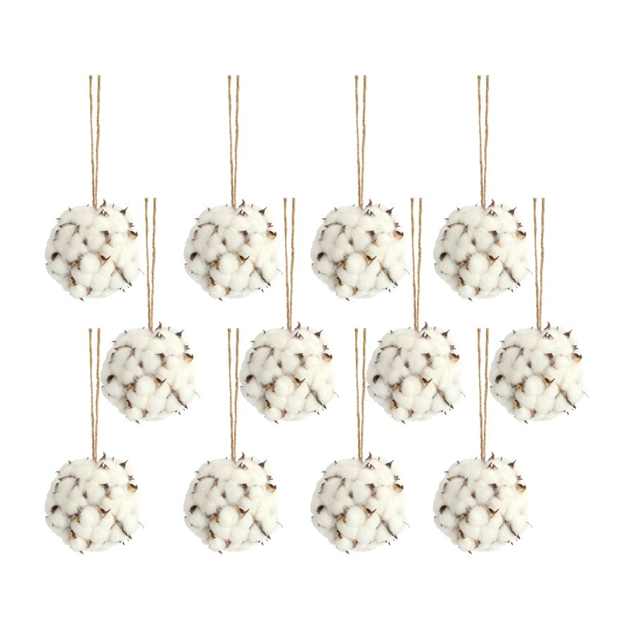 Melrose International Cotton Orb/Twine Hanger, Set of 12, White/Brown - 69420DS