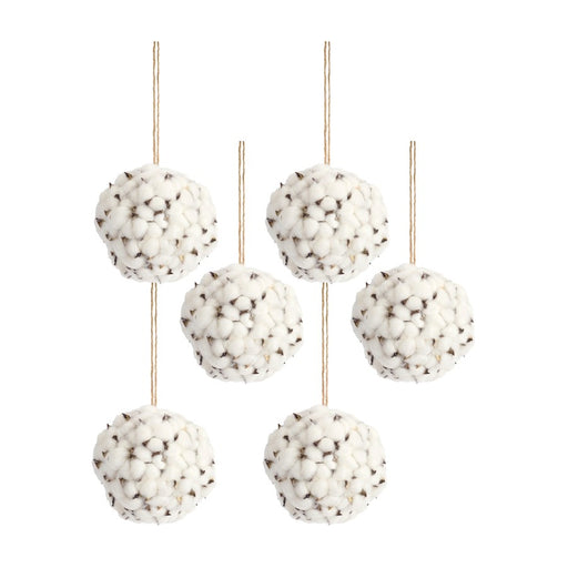 Melrose International Cotton Orb/Twine Hanger, Set of 6, White/Brown - 69421DS