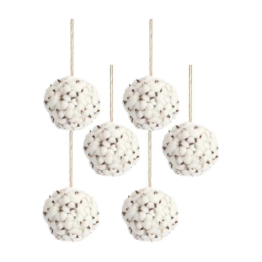Melrose International Cotton Orb/Twine Hanger, Set of 6, White/Brown - 69421DS