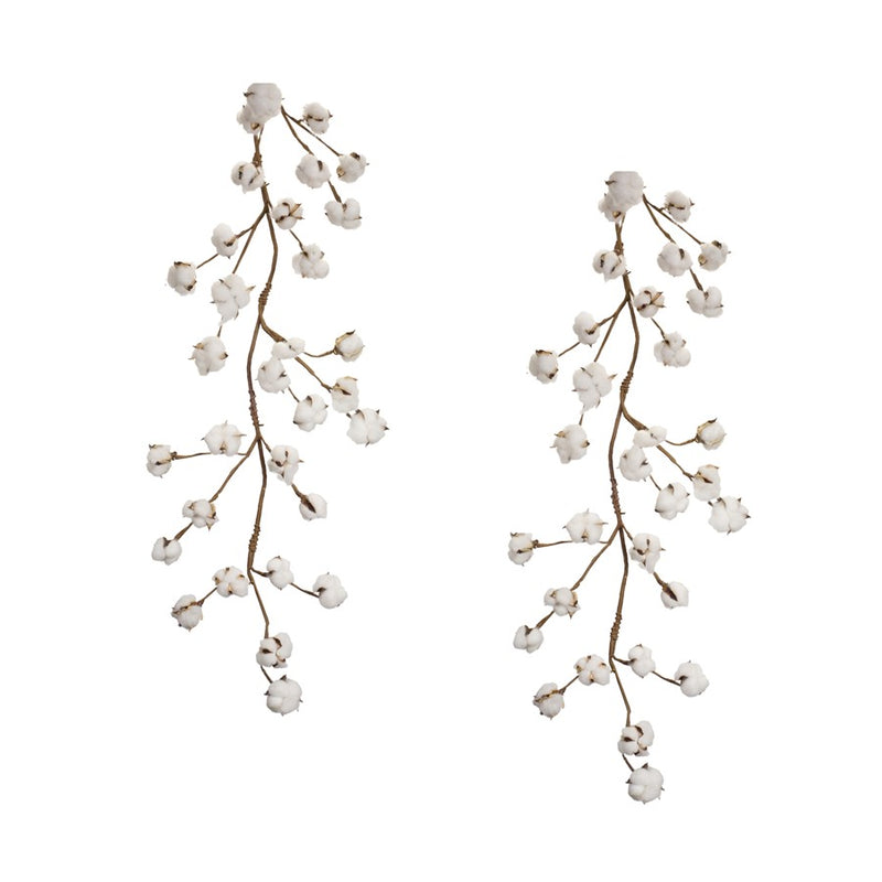 Melrose International Cotton Twig Garland, Set of 2, White/Brown - 69422DS