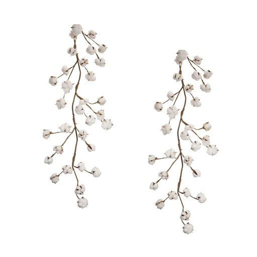 Melrose International Cotton Twig Garland, Set of 2, White/Brown - 69422DS