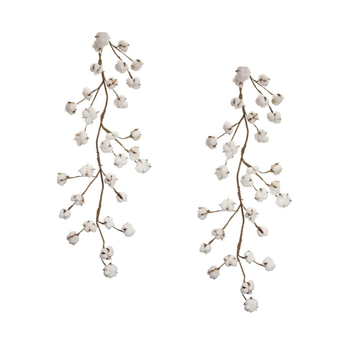 Melrose International Cotton Twig Garland, Set of 2, White/Brown - 69422DS