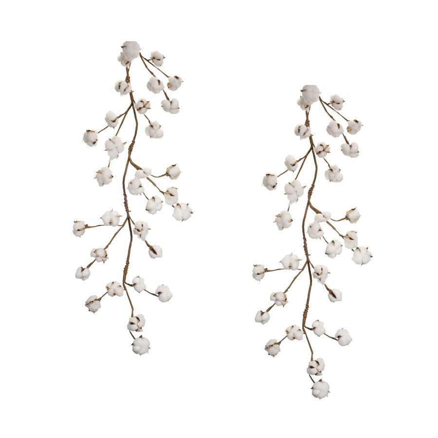 Melrose International Cotton Twig Garland, Set of 2, White/Brown - 69422DS