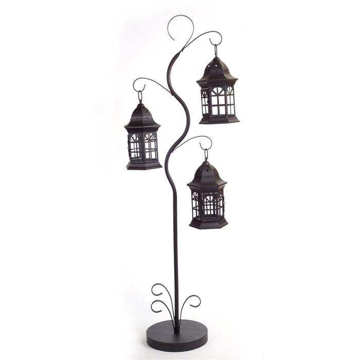Melrose Whimsical Metal Lantern Tree/3 Candle Holders 4.5'H, Brown - 69615DS