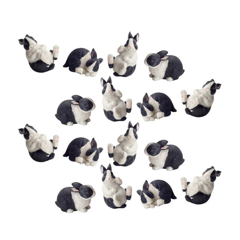 Melrose International Black/White Playful Rabbit Figurine, Set of 16 - 70022DS