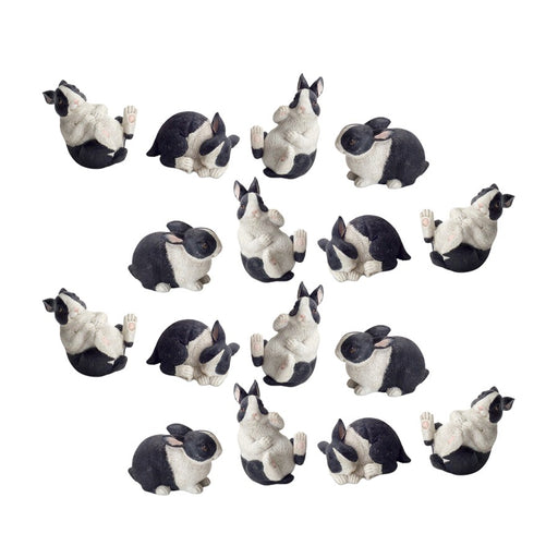 Melrose International Black/White Playful Rabbit Figurine, Set of 16 - 70022DS