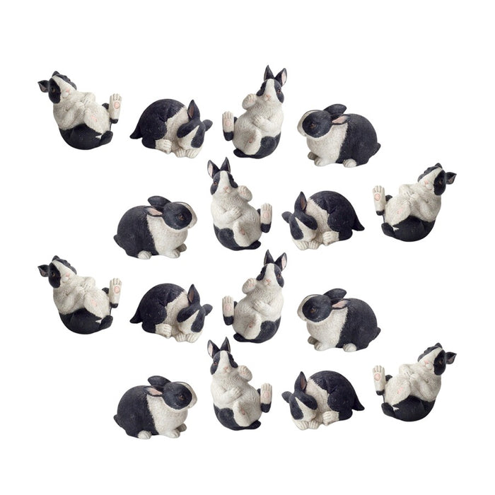 Melrose International Black/White Playful Rabbit Figurine, Set of 16 - 70022DS