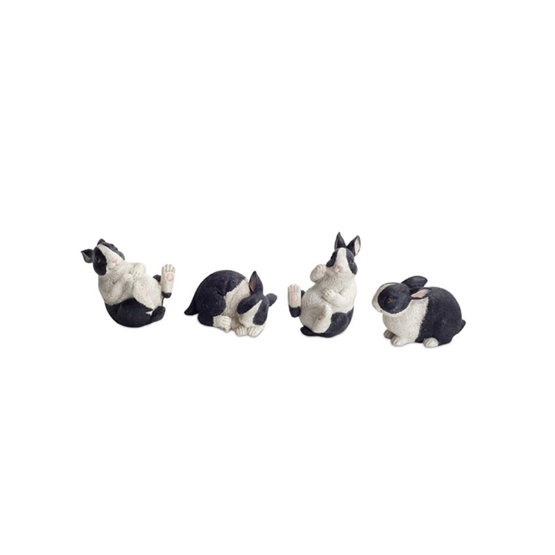 Melrose International Black/White Playful Rabbit Figurine, Set of 16
