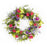 Melrose International Mixed Floral Wreath 24"D, Green/Pink - 70139DS