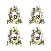Melrose Woven Grapevine Wreath/Hydrangea/Bird Nest Accents, Set of 4 - 70149DS