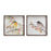 Melrose Wood Framed Watercolor Bird Plaque, Set of 2, Brown/White - 70158DS