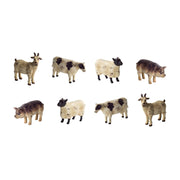 Melrose Rustic Farm Animal Figurine, Set of 8, White/Black - 70288DS