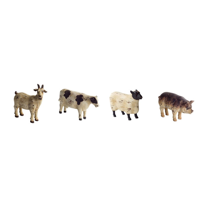 Melrose Rustic Farm Animal Figurine, Set of 8, White/Black