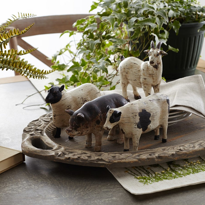 Melrose Rustic Farm Animal Figurine, Set of 8, White/Black
