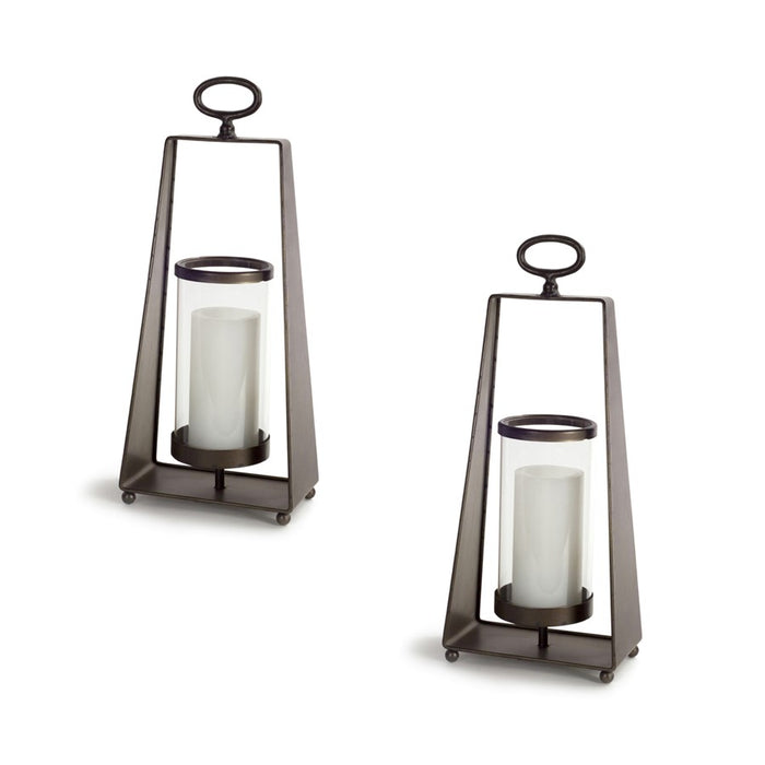 Melrose Metal Candle Holder/Tapered Frame, Set of 2, Brown/Black - 70321DS