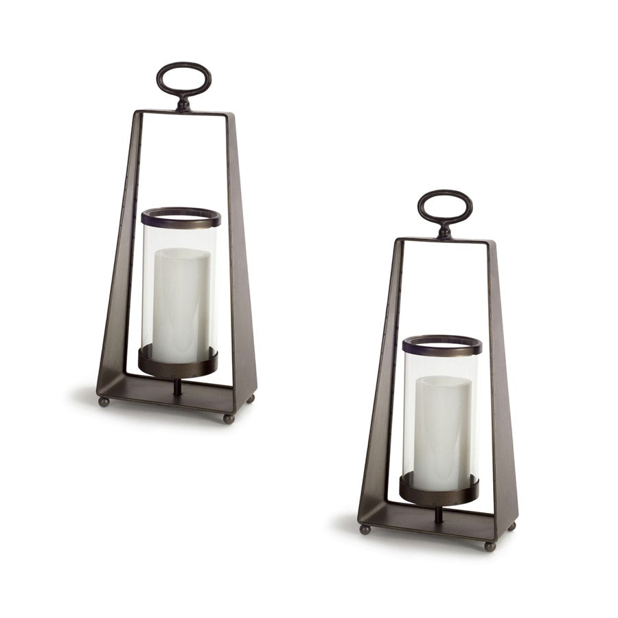 Melrose Metal Candle Holder/Tapered Frame, Set of 2, Brown/Black - 70321DS